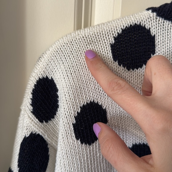 Vintage 90s Eagle’s Eye Knit Cardigan Sweater Polka Dots and Daisy - Picture 6 of 10